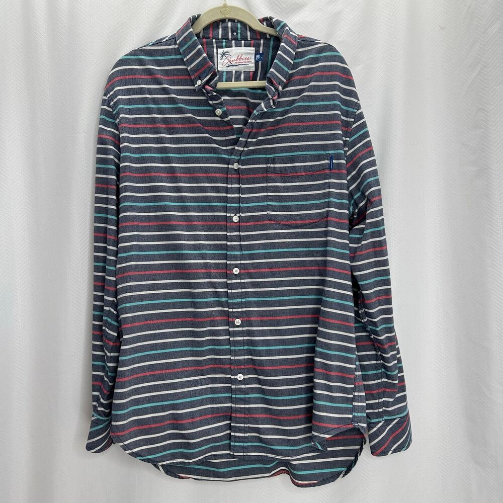 Chubbies mens striped button down shirt long sleeves XL